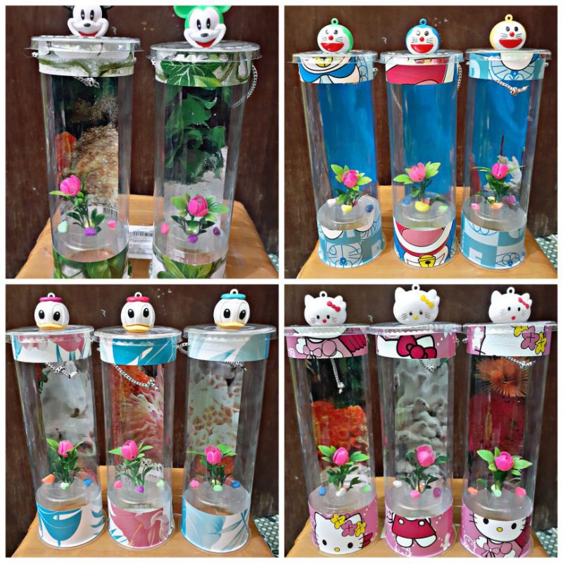 (COD) Aquarium ikan cupang LED/Aquarium mini/Aquarium Tabung Mika/ikan cupang