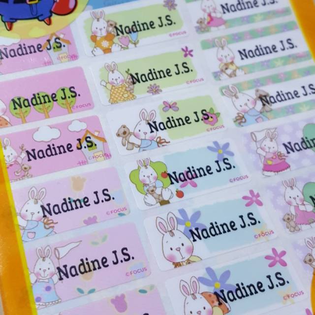 

Label nama ori taiwan karakter lovely bunny size s dan m