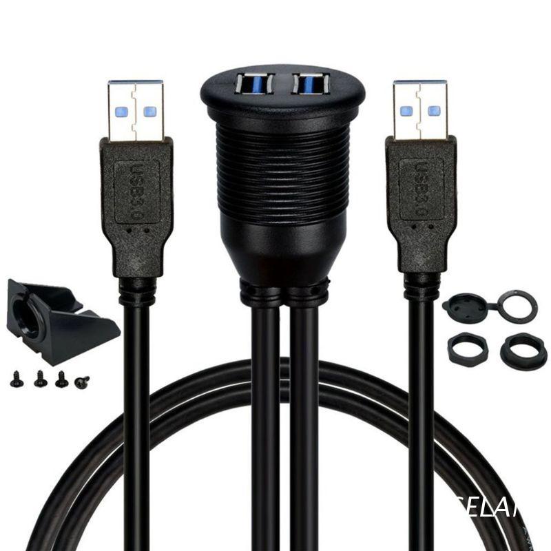 ANGGREK 3.5mm Waterproof AUX Extension Cable Adapter Flush Mount USB Port  Headphone Jack Panel Mounting For Car Boat 