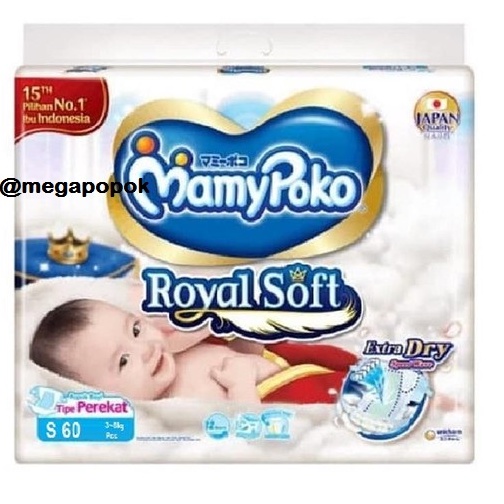 Mamy Poko Perekat Royal Soft S60/M56/L48/XL40/XXL32/megapopok