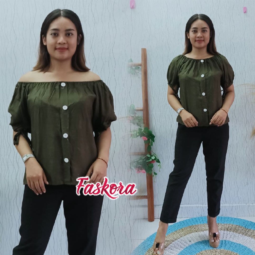 Pakaian Atasan Wanita Blouse Jumbo ld 110 Baju Atasan Wanita Kekinian Lengan Pendek Polos Nagita