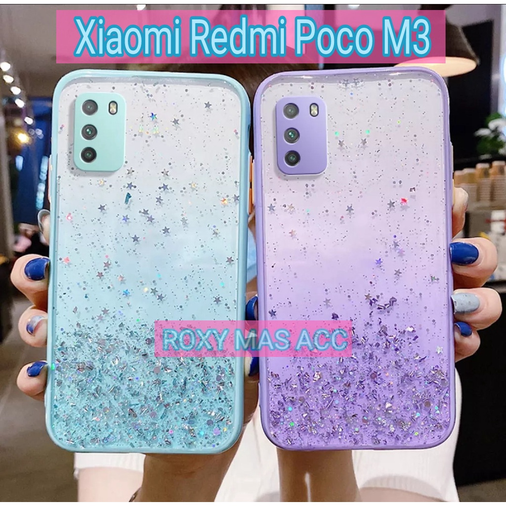 SOFTCASE ( XIAOMI REDMI POCO M3 ) TERBARU CASE DOVE GLITER FUZE TRANSPARAN DENGAN KAMERA PROTEKSI, S