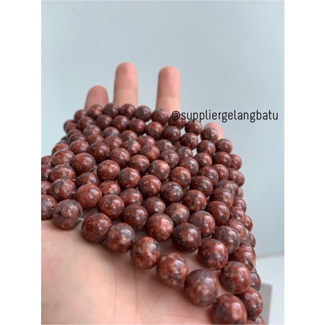 bahan red jasper 10mm natural batu alam akik gloss bahan gelang kalung