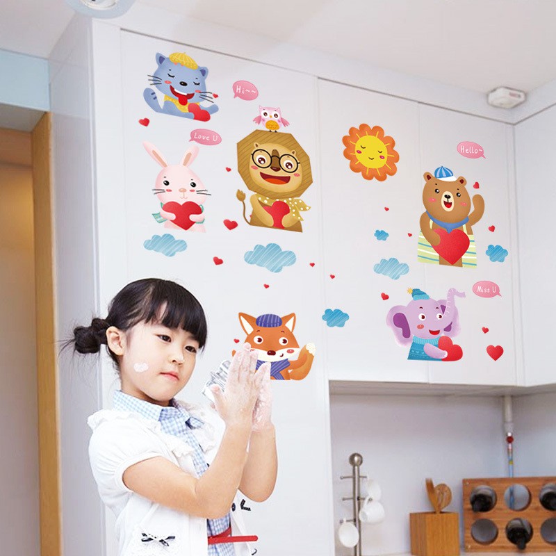 Reliza Wall Sticker Zoo Animal Greeting Hewan Anak LDR274