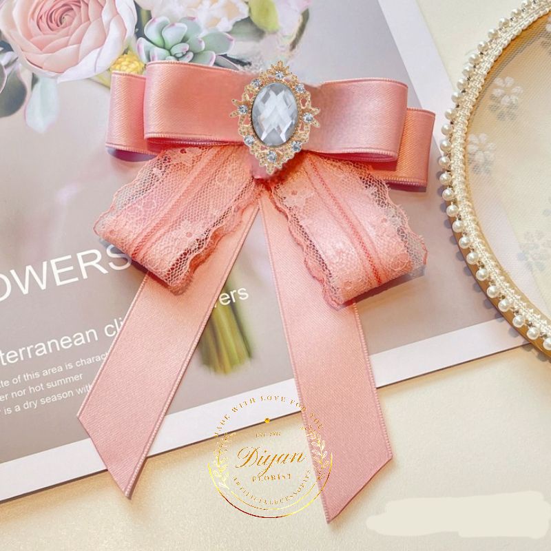 korean ribbon brooch pita aplikasi dekorasi