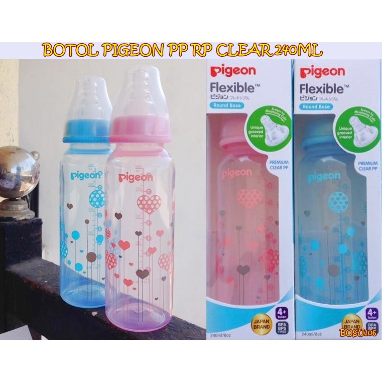 Pigeon Flexible 4+ Bulan 240ml Clear PP Bottle Biru / Pink