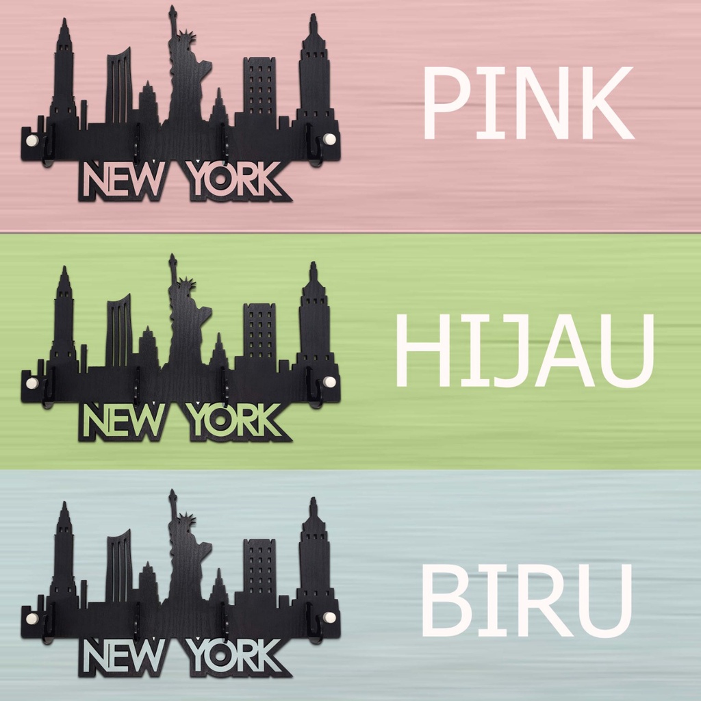 Rak Dinding NEW YORK ( dengan 4 buah hook gantungan ) MB1000