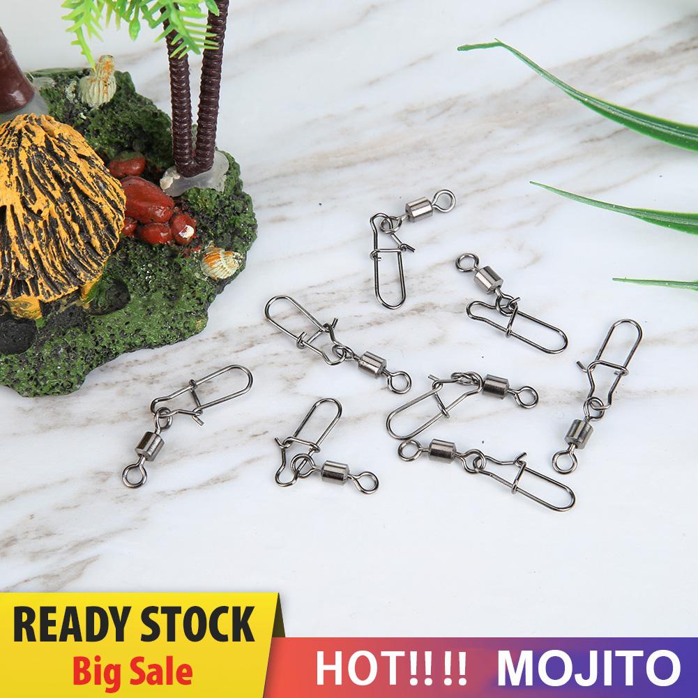 MOJITO 50pcs Fishing Connector Pin Swivel Metal Snaps Fishhook Lure Tackle Kit