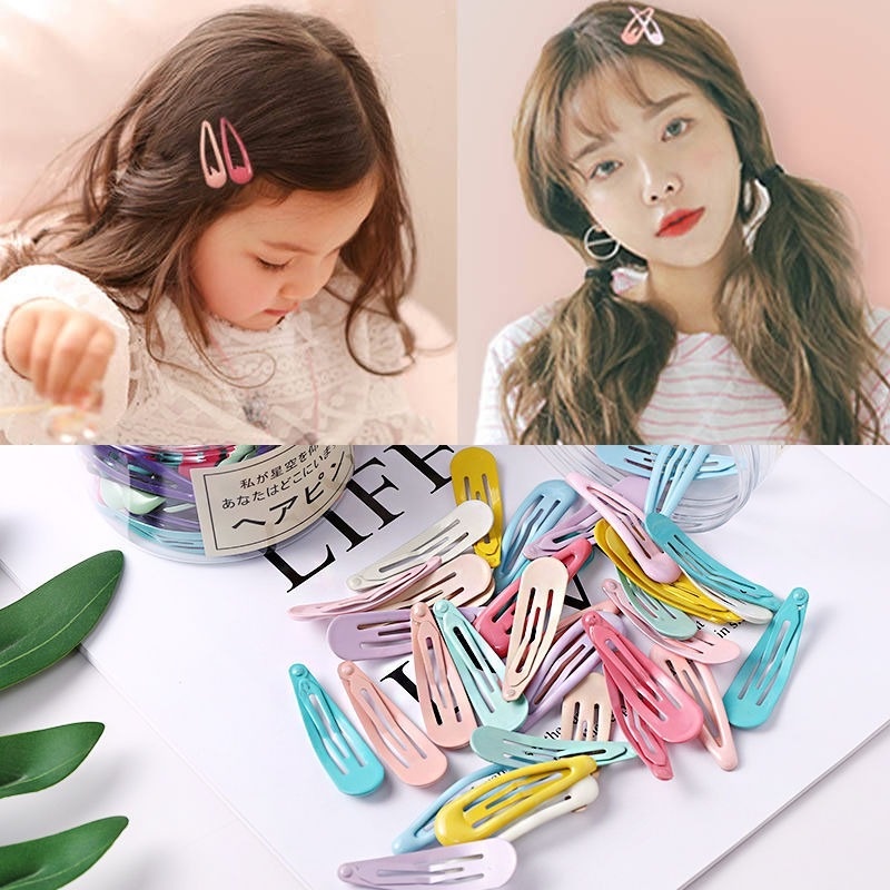 5 / 10 / 20 / 30 / 40pcs Jepit Rambut Bentuk Tetesan Air Warna-Warni Untuk Anak