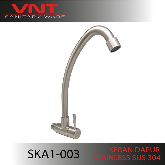 VNT Kran Dapur Cuci Piring 1/2 Inch Leher Angsa Stainless SUS304 Keran Sink Tembok