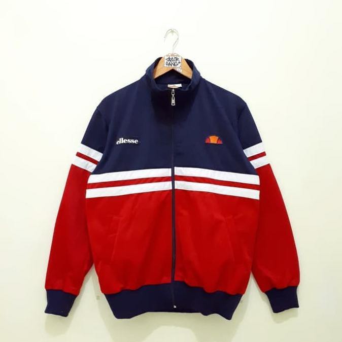 Jaket Tracktop Ellese Remini Premium Black, Red, White - Hitam L - Merah Biru