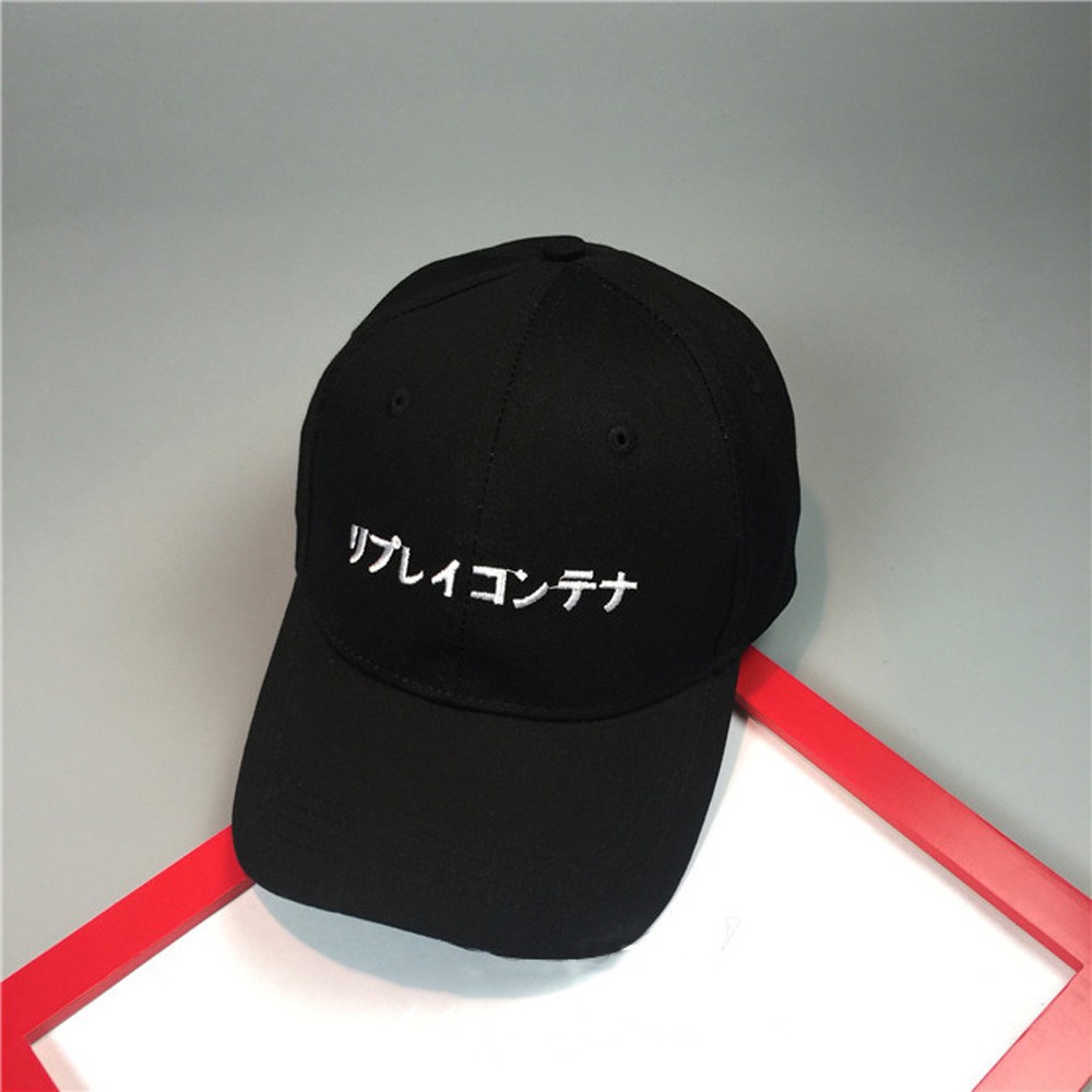 Topi Baseball Japanese Letter Katakana - OMFH5CBK Black