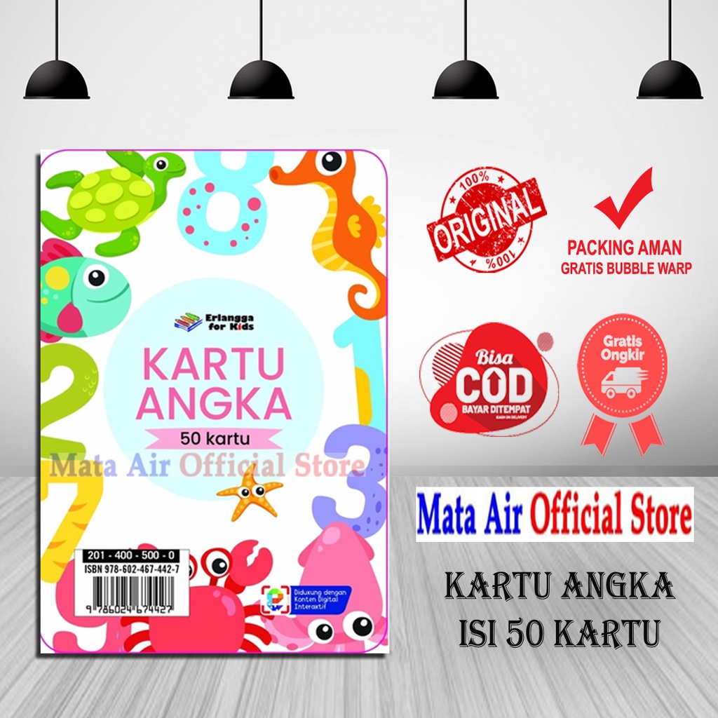 ORIGINAL KARTU ANGKA ISI 50 KARTU - ERLANGGA FOR KIDS
