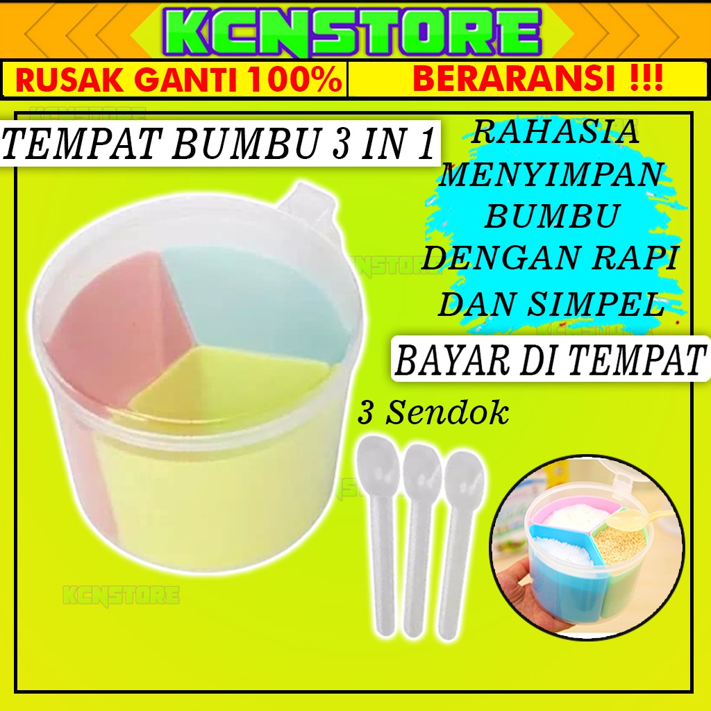 TEMPAT BUMBU UNIK KOTAK WADAH TOPLES RAK DAPUR BUMBU SET 3 IN 1 SEASONING ALAT AKSESORIS DAPUR