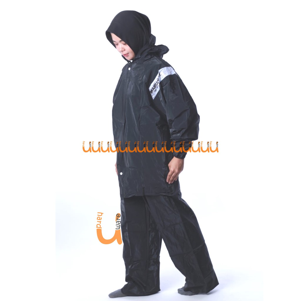 JAS HUJAN JAKET CELANA BLACK MEREK MAMMOTH BY PENGUIN'S / JAS HUJAN STELAN DEWASA PALING LARIS