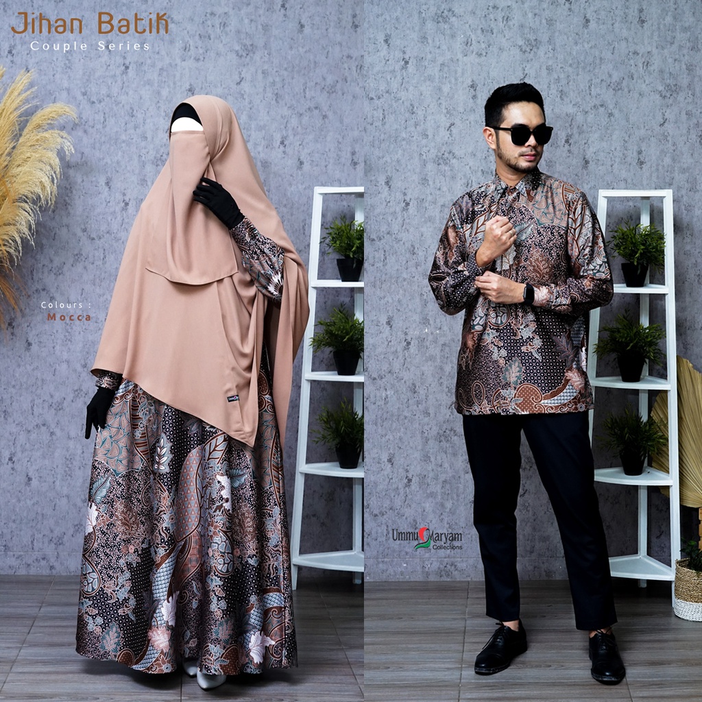 Jihan Batik Couple | Gamis Batik | Mocca | Gamis Ummu Maryam | Pre Order | Gamis Batik Terbaru 2022