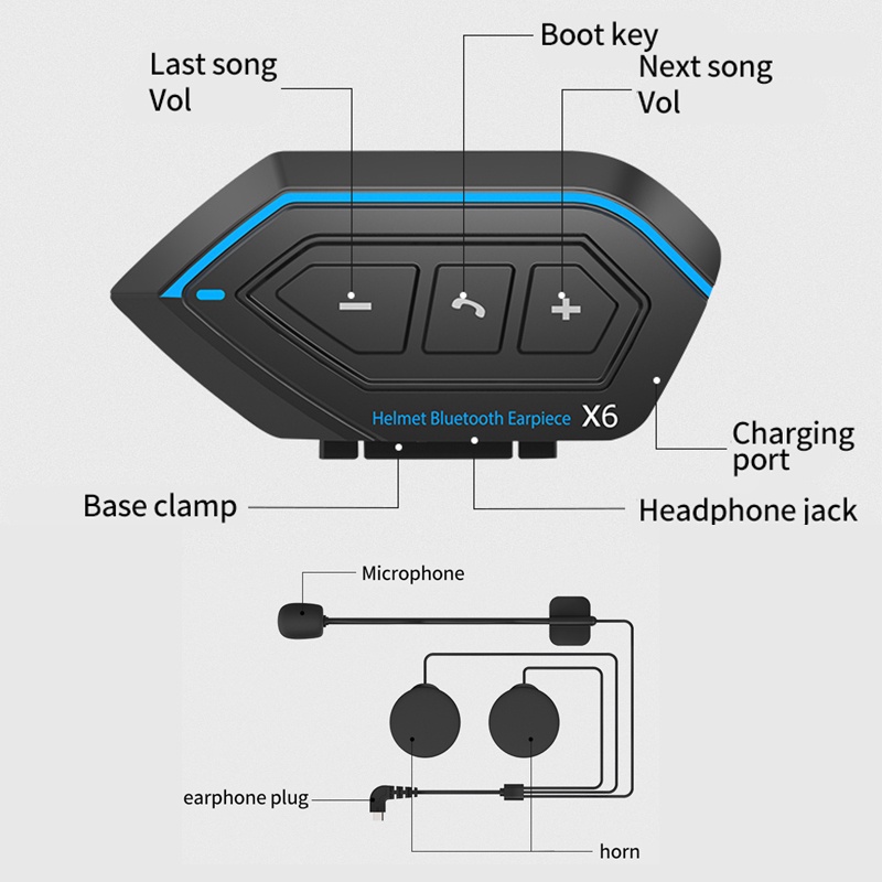【Ready stock 】X6 Bluetooth Rider Intercom/Bluetooth Helm/Headset Helm Bluetooth Wireless WATERPROOF ORIGINAL-8