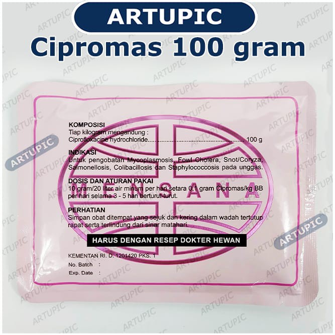 Cipromas 100 gram Obat Ayam Ternak Hewan Anti Mycoplasma CRD Snot Salmonela Cholera Kolera Coryza