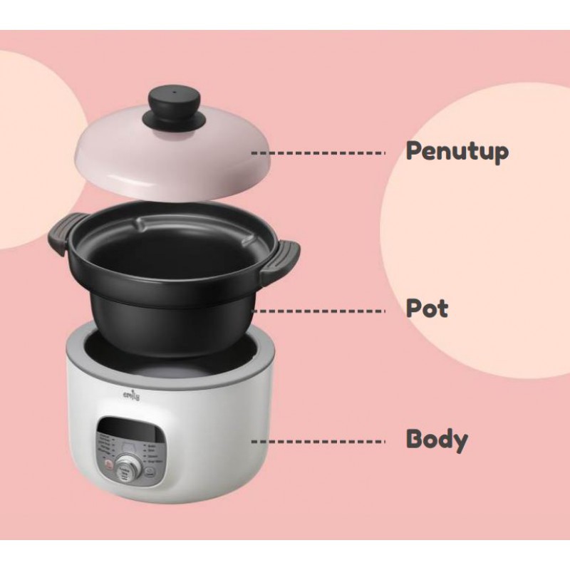 Emily Slow Cooker Clay Coated Pot 2.8L (ESC-33002)