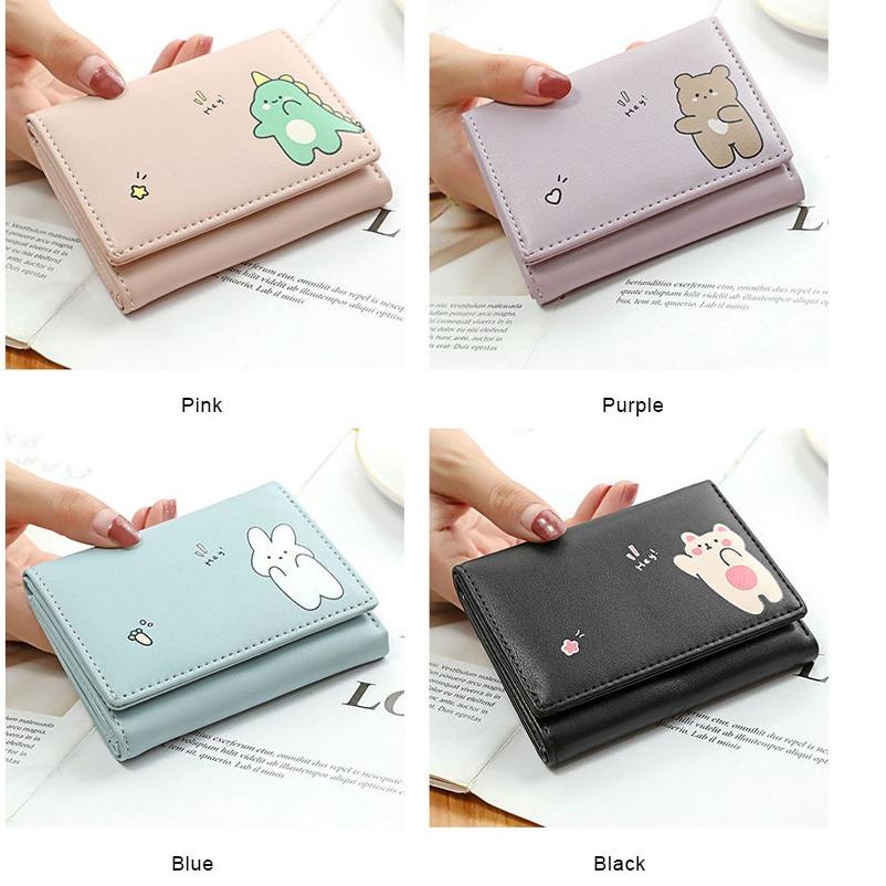 Stock Terbatas W14 Dompet Mini Wanita Motif Binatang Lucu Kantong Koin Cewek Kartu Uang Foto Cantik 