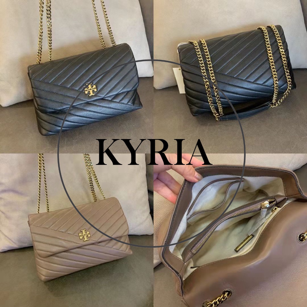 TAS WANITA WOMEN TB TORY 27CM KIRA CHEVRON GOLD SHOULDER BAG 316