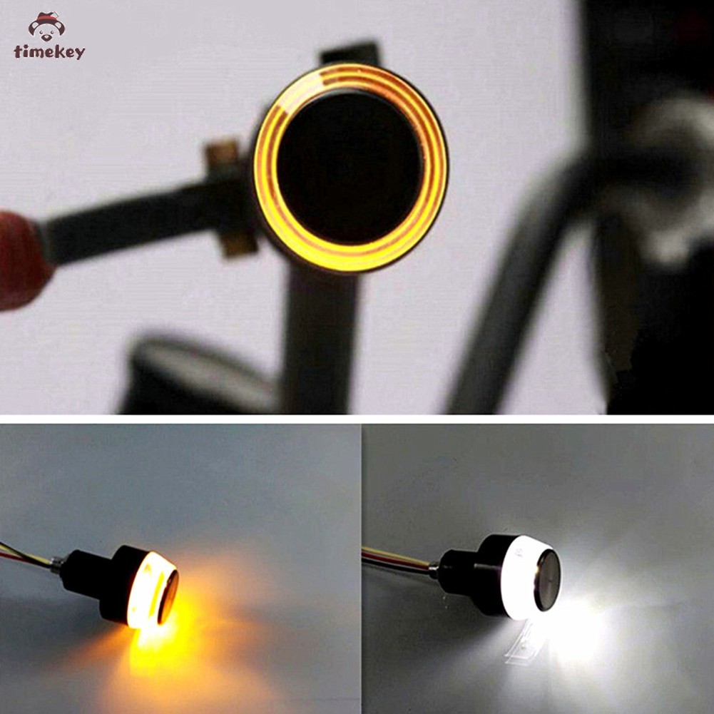 【READY】1 Pcs Motor Turn Signal Lampu LED Indikator Penutup Mata Pegangan Bar End Stang Putih Kuning