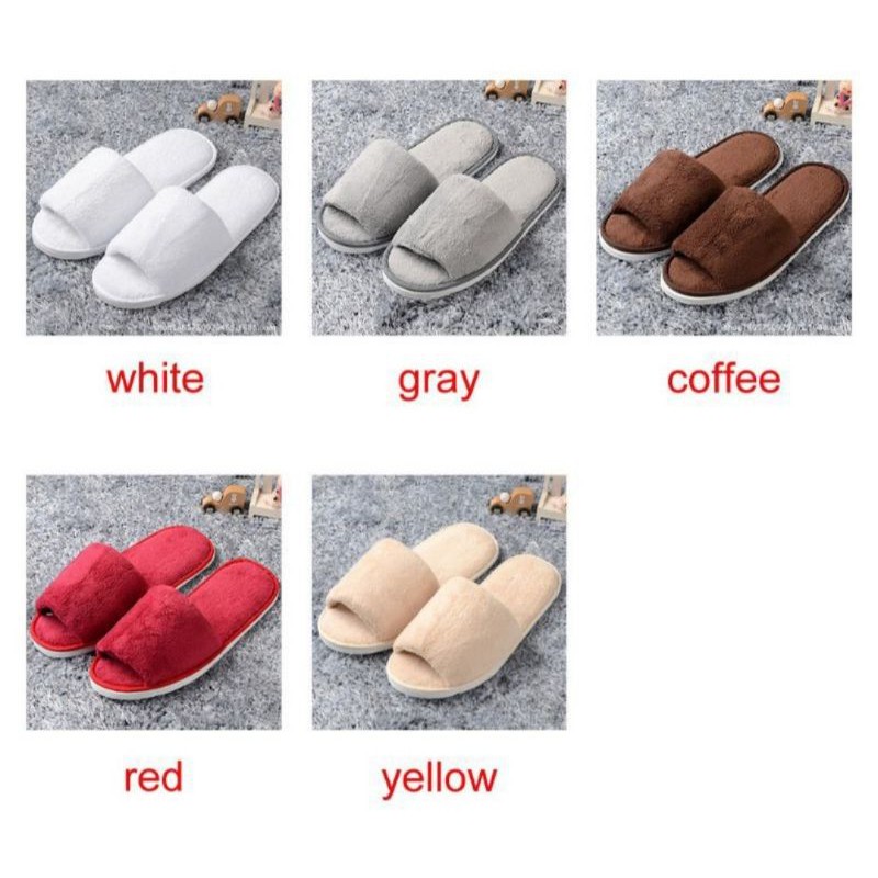 SANDAL HOTEL/ SANDAL RUMAH /SANDAL INDOOR BAHAN RASFUR EMPUK RED WHITE GRAY YELLOW COFFEE