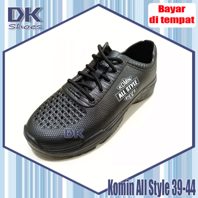 Komin All Style 39-44 /Sepatu PVC Laki Hitam / Sepatu Kerja Pria / Sepatu Karet Pria / Sneakers Pria