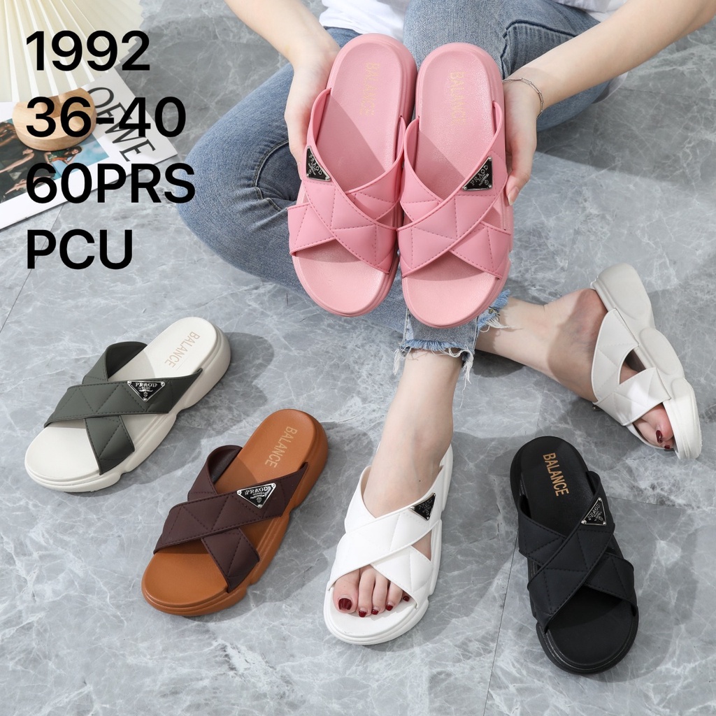 Sandal Slop Wedges Jelly Wanita Import Balance  Cross X PRDA Sol Tinggi Tebal Rubber Non-Slip 1992-2201