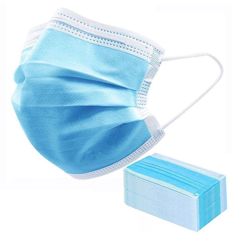 MASKER EARLOP 3LY BIRU MASKER MEDIS 3LAPIS ISI 50PCS+BOX