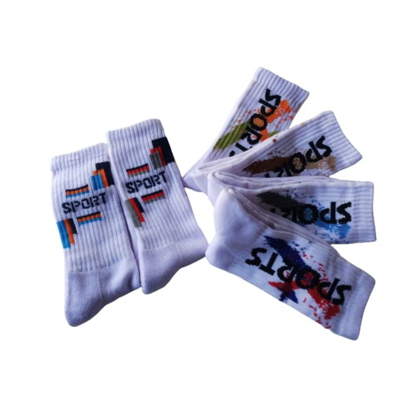 KAOS KAKI SPORTY BAHAN TEBAL/ MOTIF SIMPLE /KAOS KAKI OLAHRAGA DEWASA PRIA/WANITA (RANDOM)