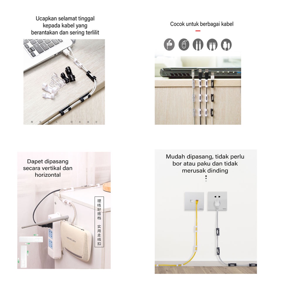 Cable Clip Pengikat/Klem/Penjepit/Perapih Kabel Klip Kabel Organizer