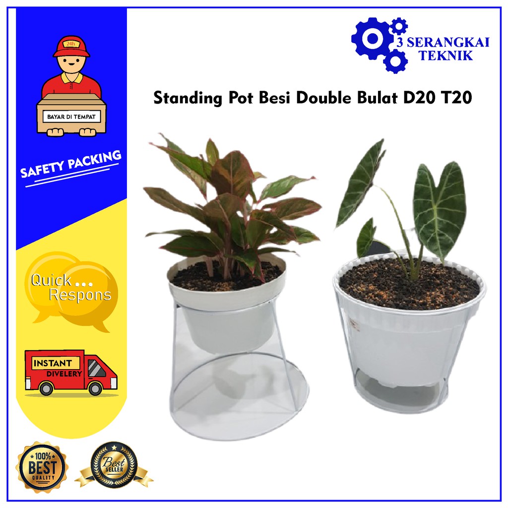 Standing Pot Besi Double Bulat D20 T20