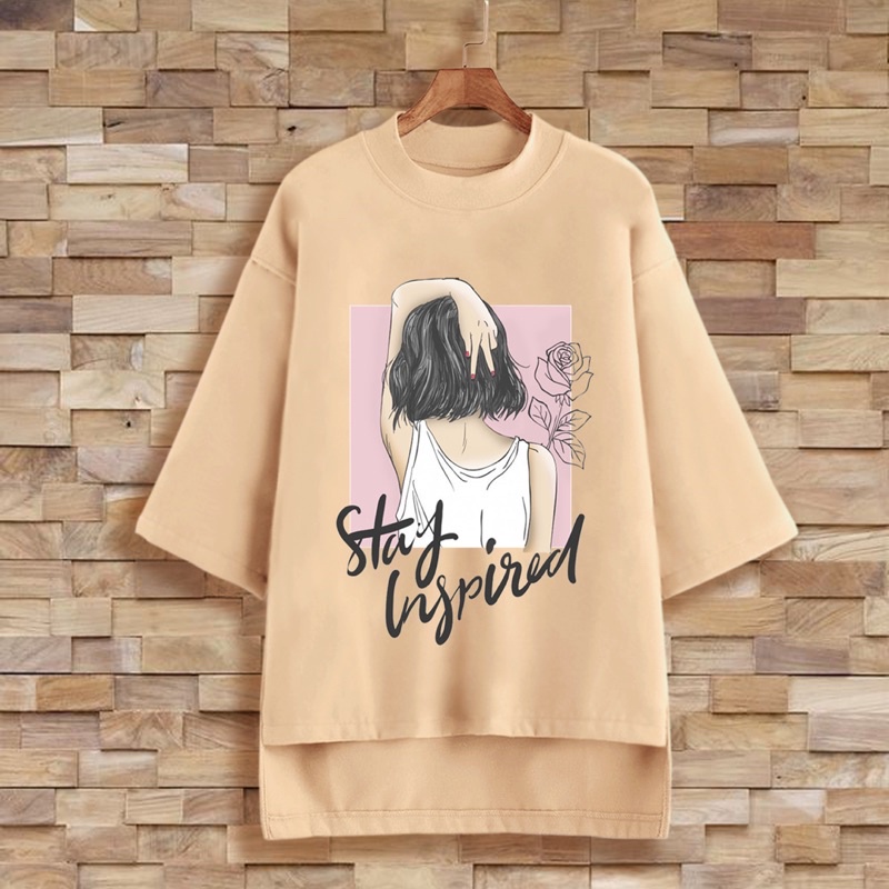 PUFFY_ID kaos oversize tunik wanita STAY INSPIRED tshirt big size cewek premium