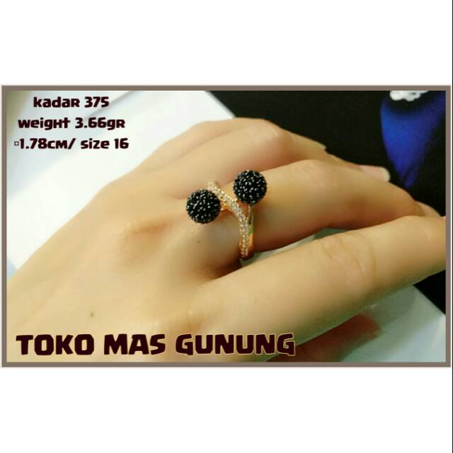 Cincin emas Dior black stones