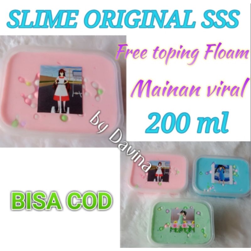 Slime Original Bukan Tofu Toping Floam Warna-warni Stiker Sakura School Simulator by Davina Slem Mai
