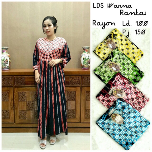 Long dress wanita  rantai daster  lengan panjang baju  