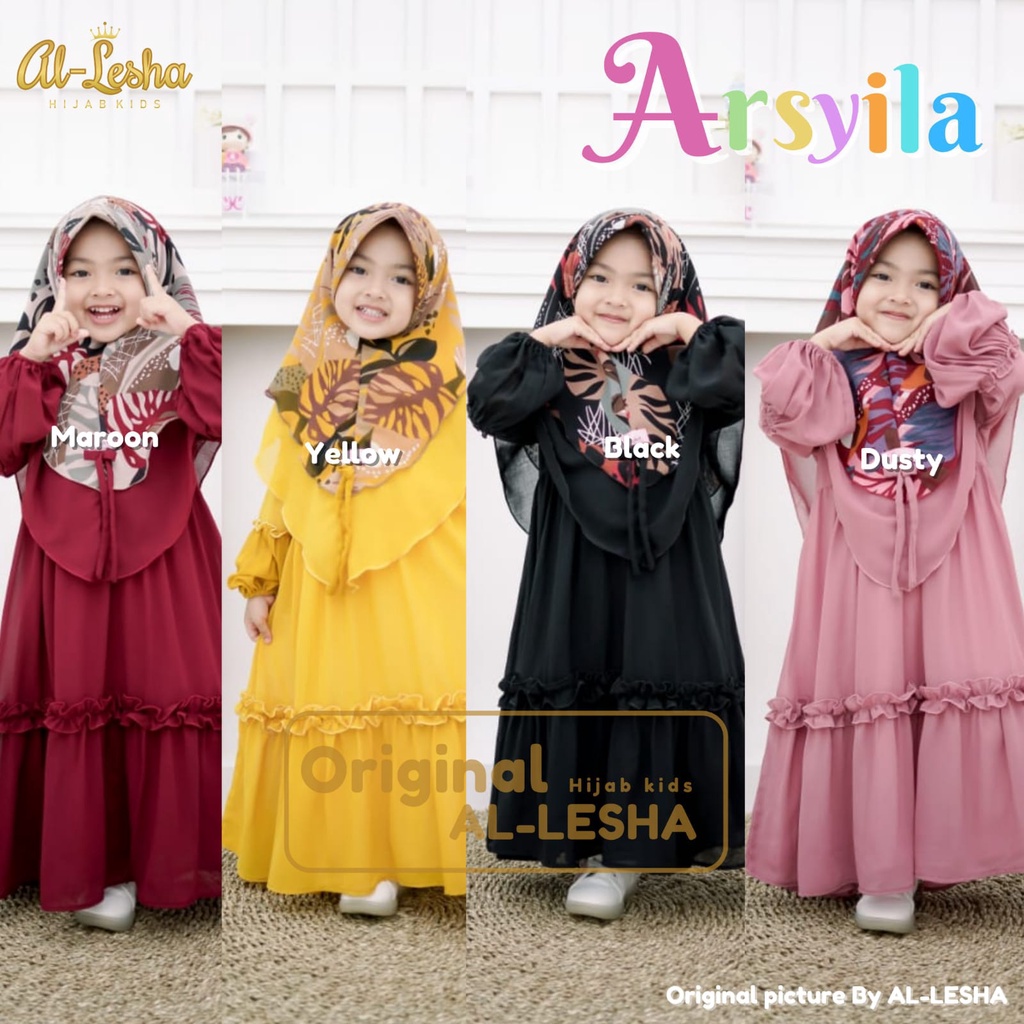 ARSYILA DRESS KIDS BY AL-LESHA// DRESS ANAK MUSLIM// GAMIS + KHIMAR