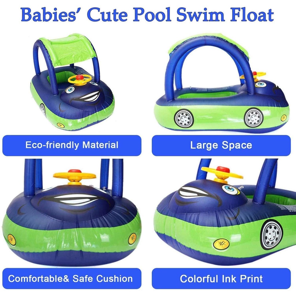 Pelampung Kolam Renang Bayi Desain Mobil Ring Floating with Canopy HECHILD - 7CTH3BKL