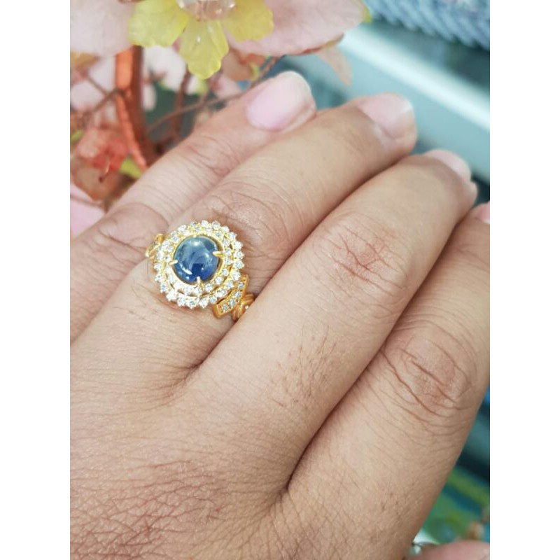 cincin berlian banjar asli mata ruby biru