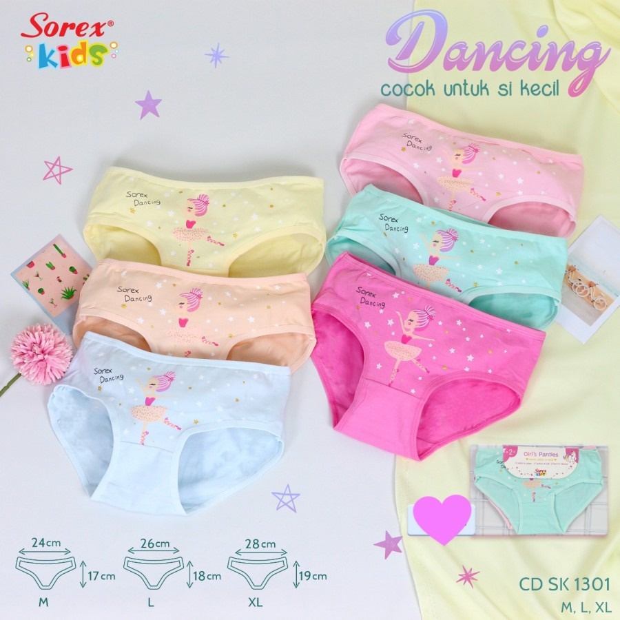 CD Sorex 1301 Celana Dalam Anak Cewek Lucu Imut Elastis Sorex Kids Dancing Girl Panties Gemes Size M-XL Terbaru Termurah