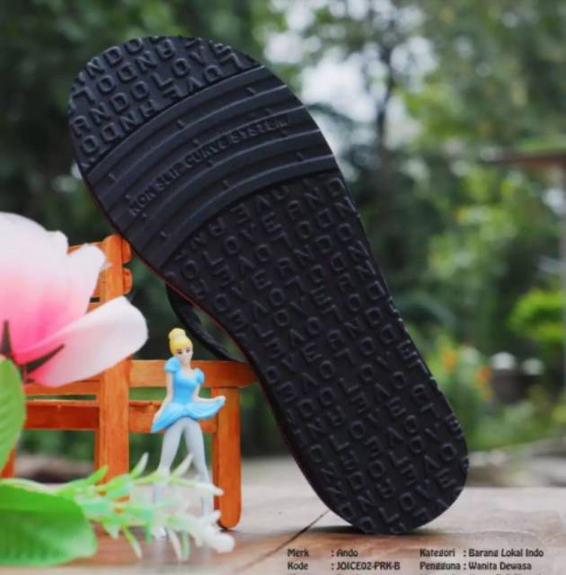 Sandal Jepit Hak Tinggi 6 cm Cewek Kekinian Asli Original Ando Joice Wedges Hitam Size 36-40 Premium Berkualitas