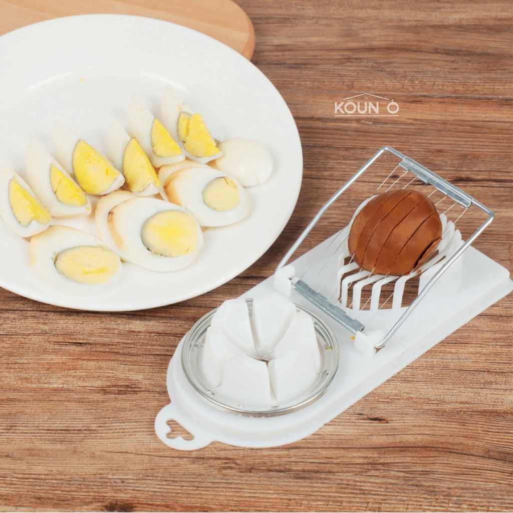 Alat Pemotong Telur Rebus Multifungsi 2 in 1 Pengiris Telor 2 in1 Bahan Plastik Egg Slicer &amp; Cutter