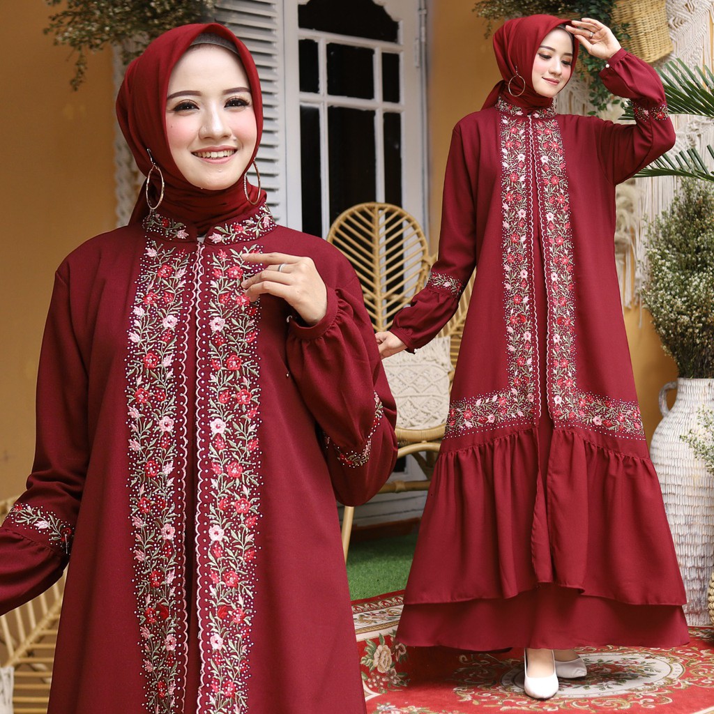 HOPYLOVY - Gamis Wanita Hijab Bermotif Beallin