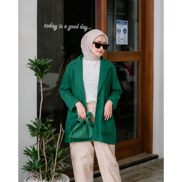 Blazer Outer Linen Wanita Korea Murah - PUREbyLastin