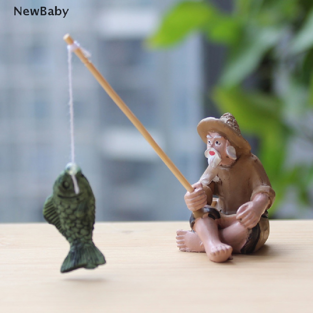 Ornamen Patung Bayi Mancing Bahan Resin Untuk Dekorasi Taman