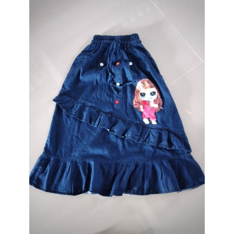 rok anak jeans perempuan usia 5 sampai 8thn/rok panjang