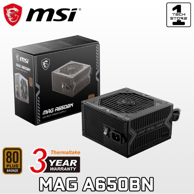 MSI MAG A650BN 650W 80 Plus Bronze Power Supply - PSU 80+ Bronze