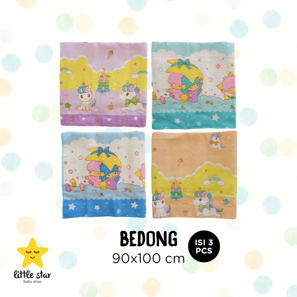 3 PCS - Kain Bedong Anak Bayi Besar | Gedong Bayi Flanel