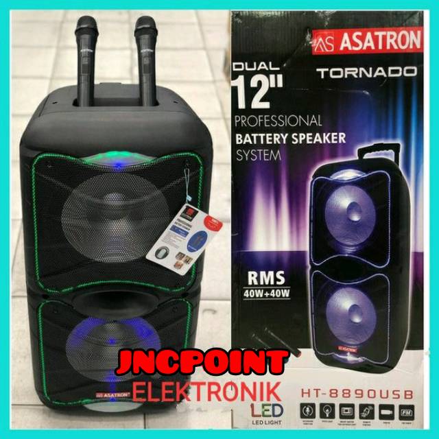 Speaker portable wireless bluetooth Asatron tornado HT 8890 2x12/speak